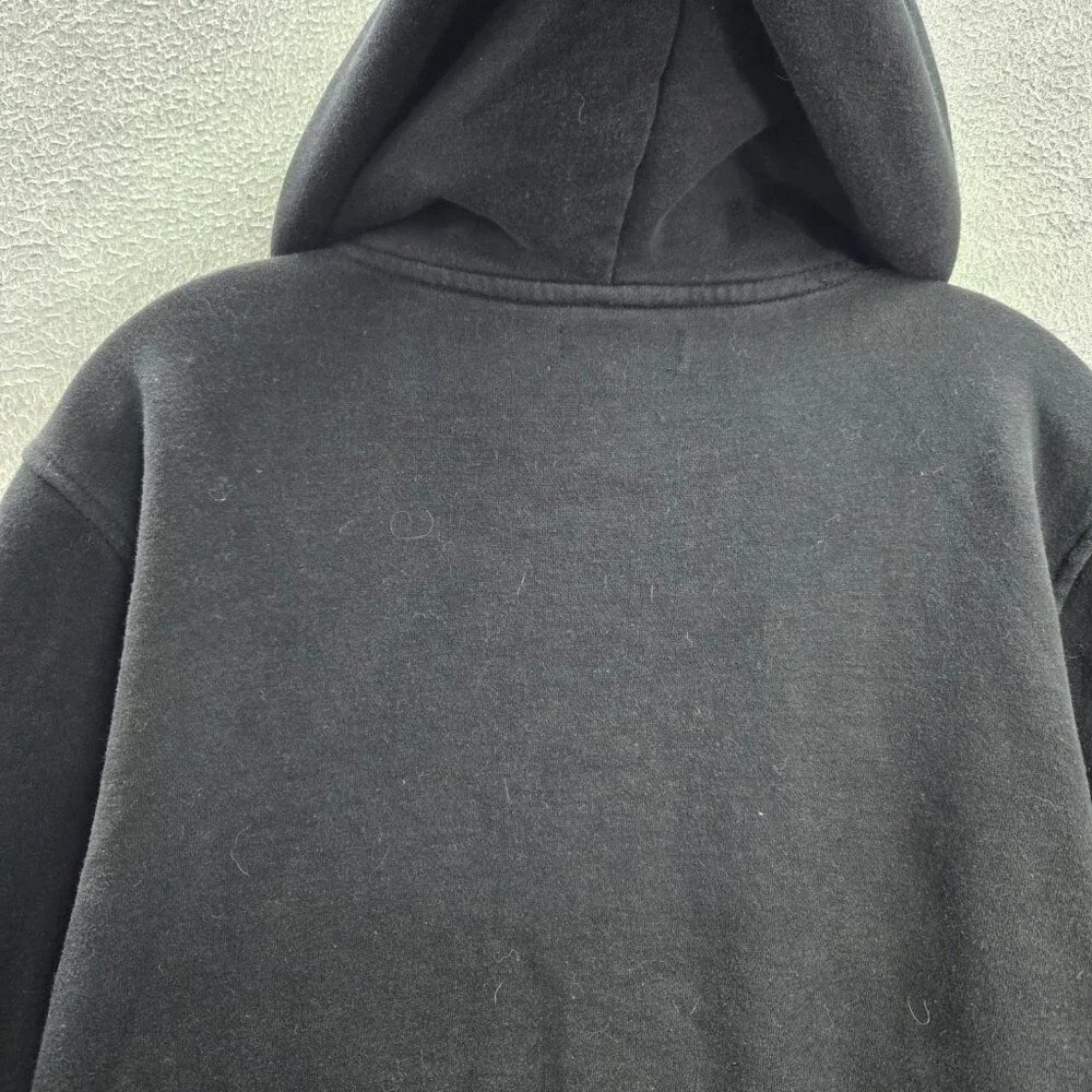 True Religion Men Sweatshirt Medium Black Hoodie Logo Graphic Print READ
